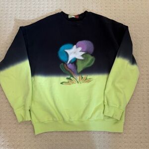 Black Lime Oversized Flower Spraypaint Sweater